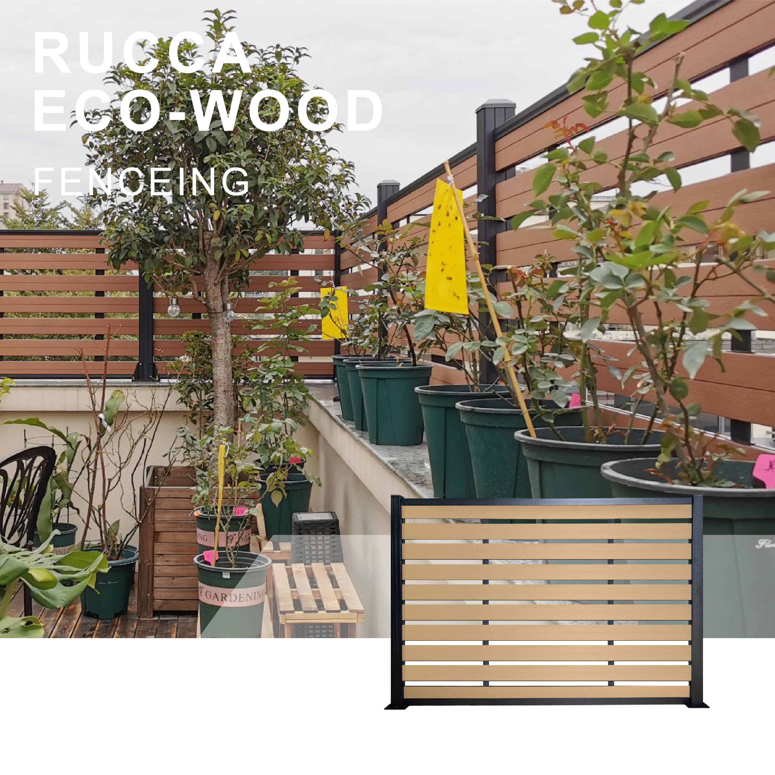 RUCCA Fence Composite WoodWpc Fence Panels Low Maintenance Full And Half Privacy Fence