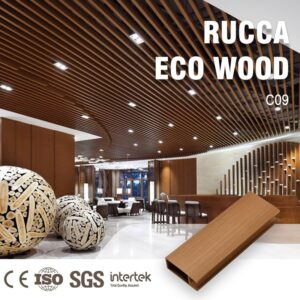 Wood Square Rucca WPC Ceiling Designs for Interior Decoration HOT !assembling Ceiling New WPC Material Foshan
